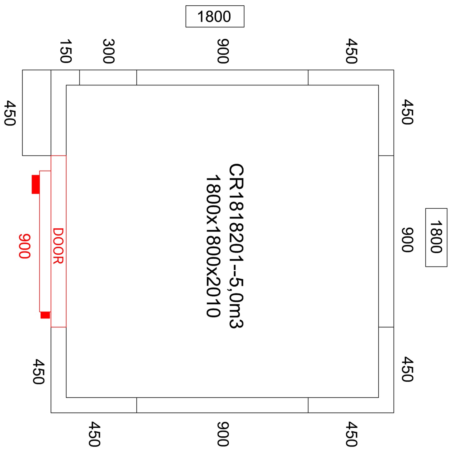 Freezer room with Freezing unit 1800x1800x2010mm Volume 5.0m3 | FR1818201