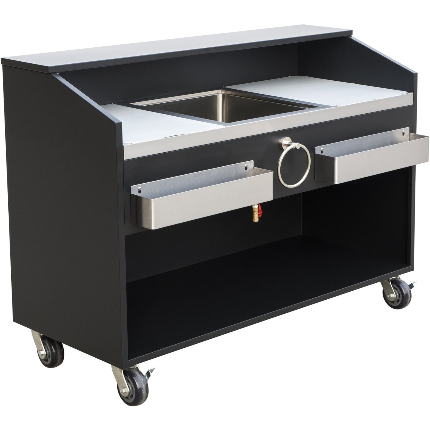 Commercial Portable Bar Stainless Steel & Black 1550x600x1100mm | PB2461BLM