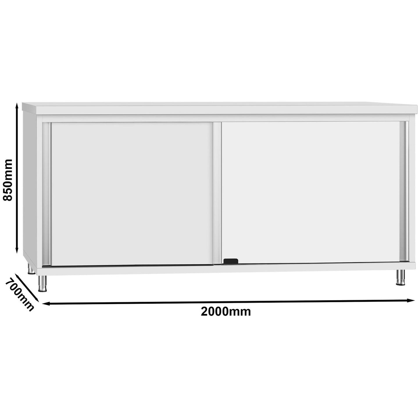 Commercial Stainless Steel Sliding Door Work Table Cabinet 2000x700x850mm | QNH334