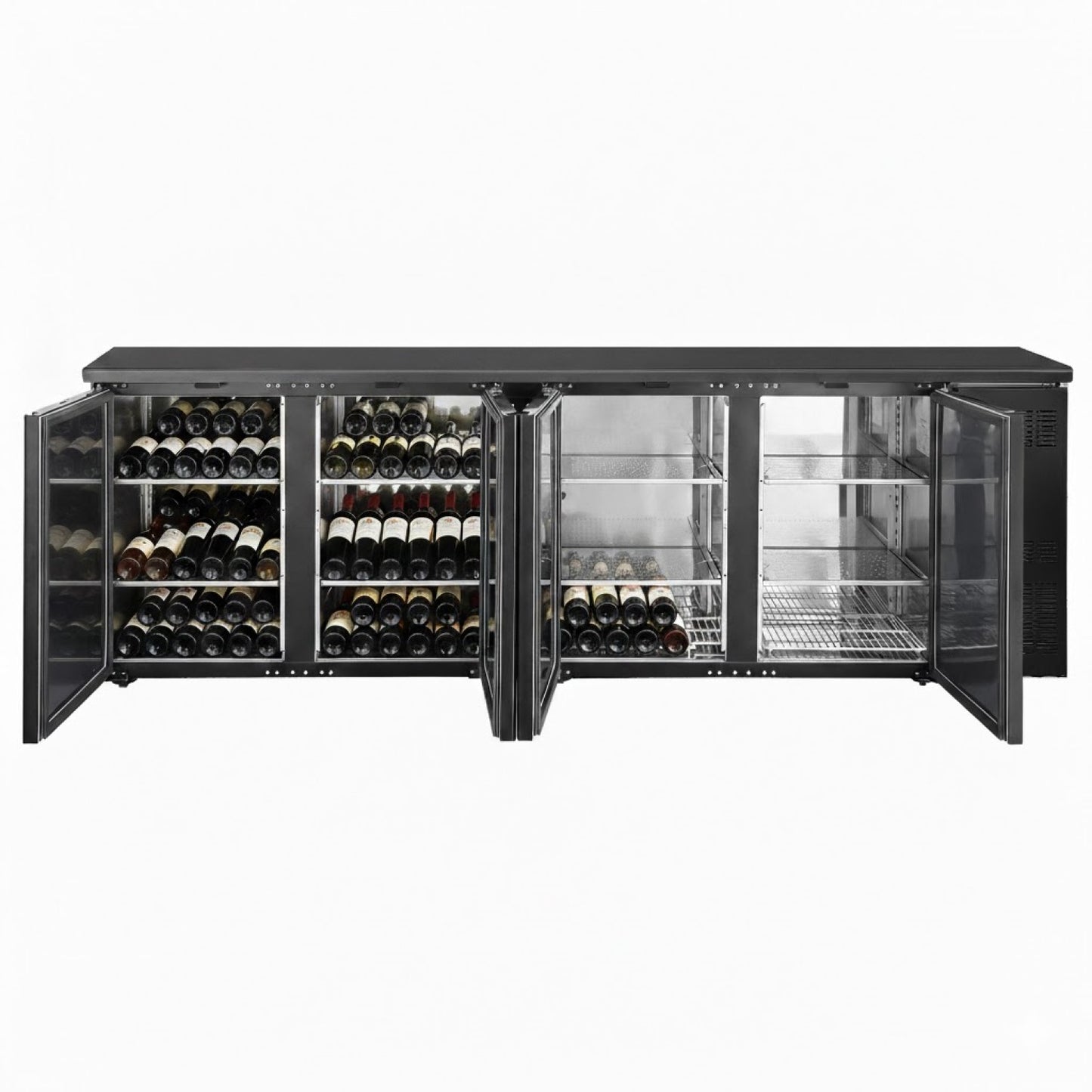 4 Door Back Bar Fridge Premium Quality Black Finish 25422x515x860mm | JTA414