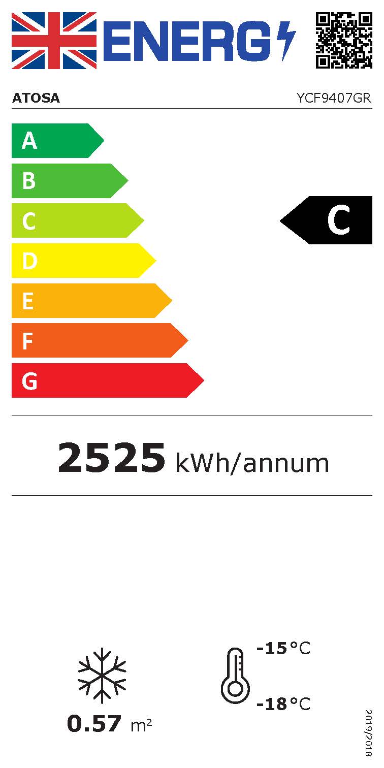 Atosa YCF9407GR Slimline Glass Door Upright Freezer 410ltrs