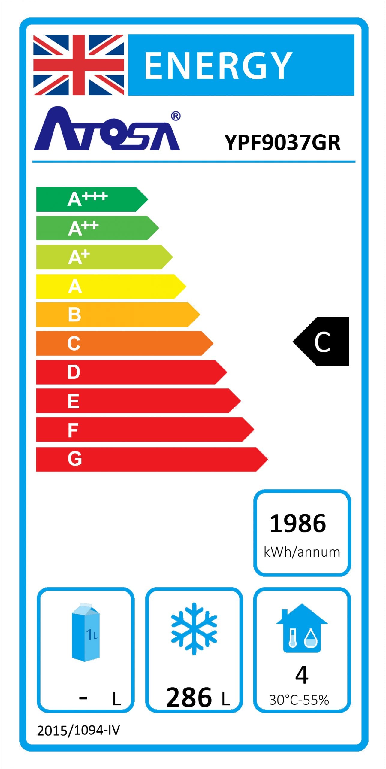 Atosa YPF9037GR Two Wide-Door Undercounter Freezer 370ltrs