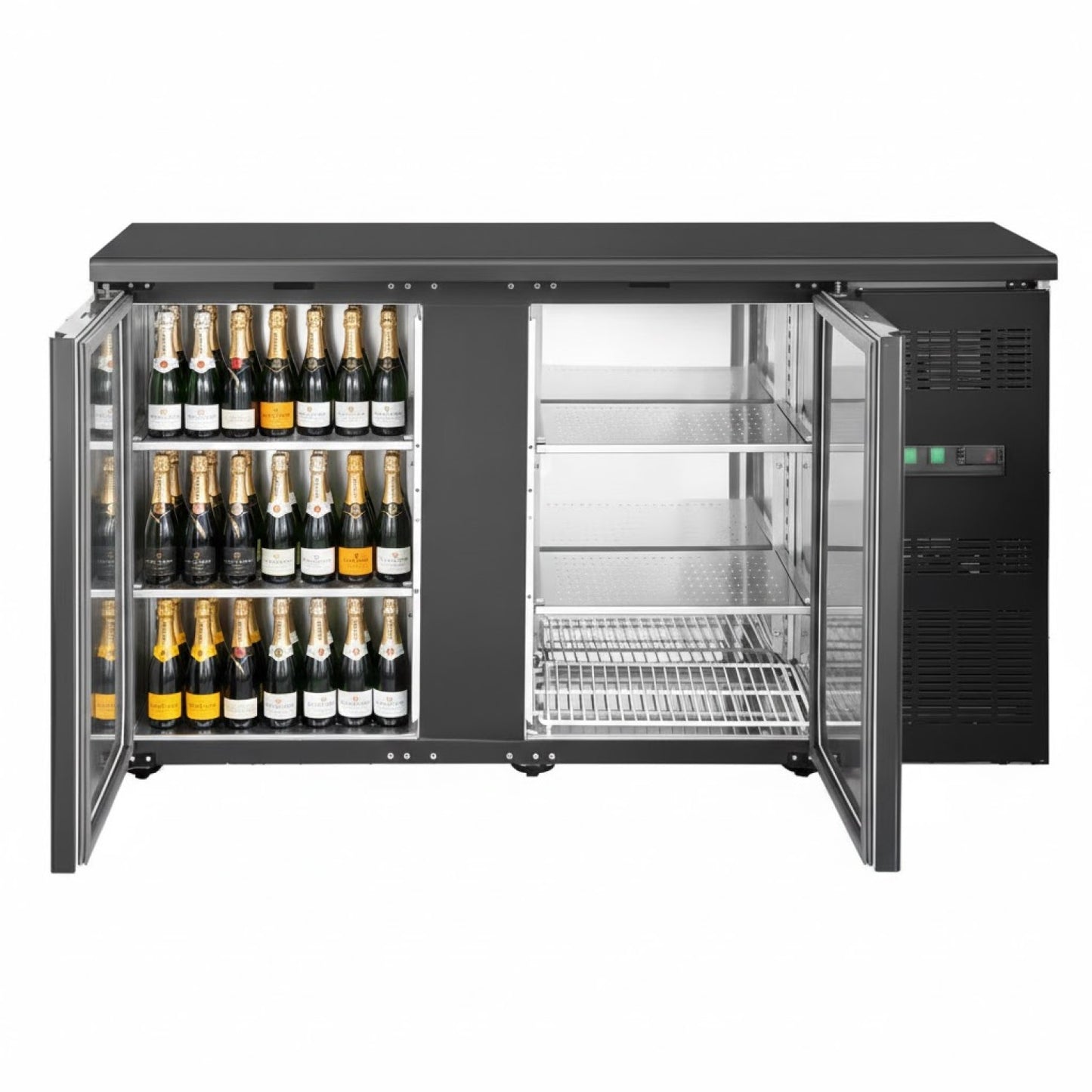 1 Door &amp; 2 Drawer Back Bar Fridge Premium Quality 1462×515×860mm Black Finish | JTA404