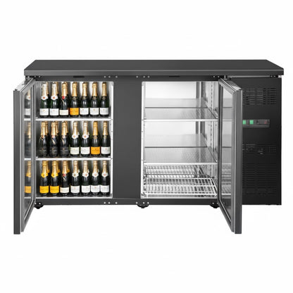 1 Door &amp; 2 Drawer Back Bar Fridge Premium Quality 1462×515×860mm Black Finish | JTA404