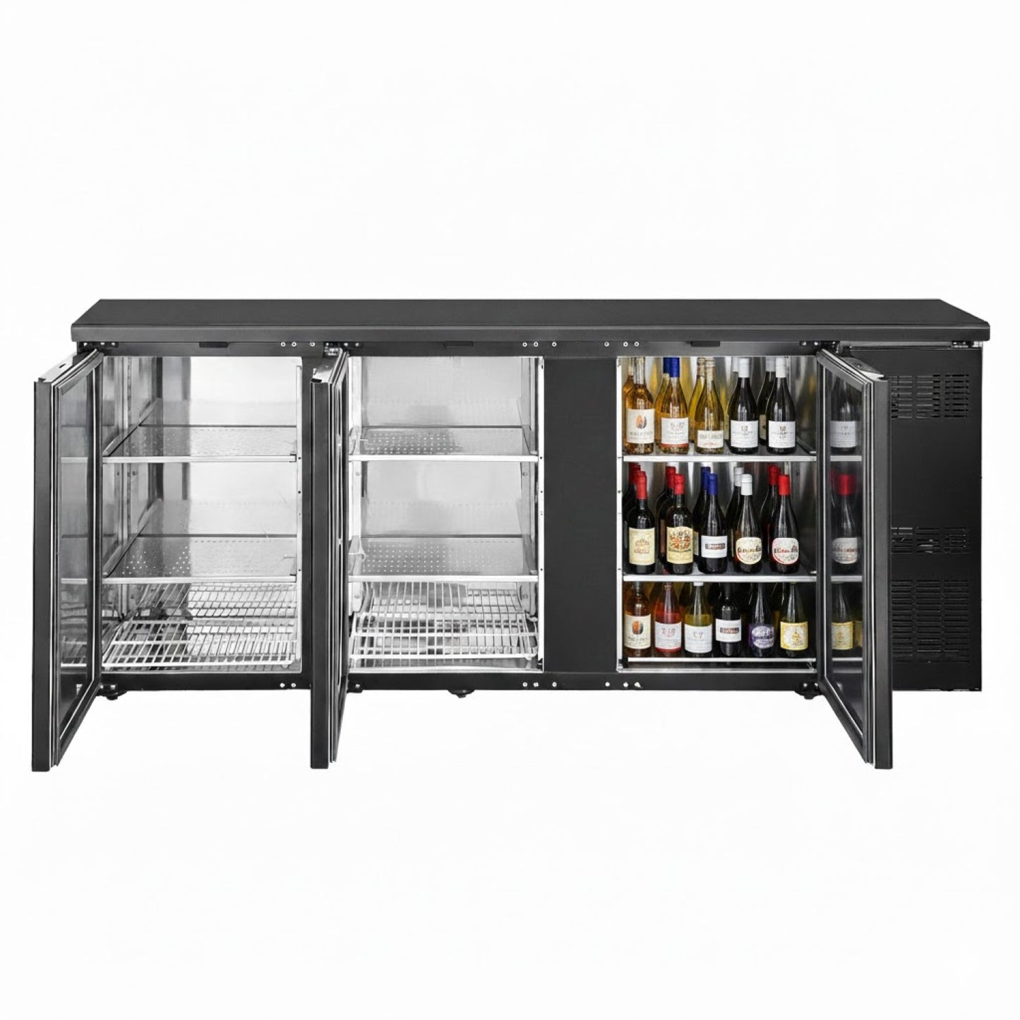 3 Door Back Bar Fridge 2002×515×860mm Black | JTA408