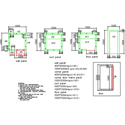 Freezer Room 1500×1500×2200mm with 1hp Wall-Mounted Monoblock Refrigeration Unit (Freezer, -25°C to +2°C) | FREEZERROOM151522
