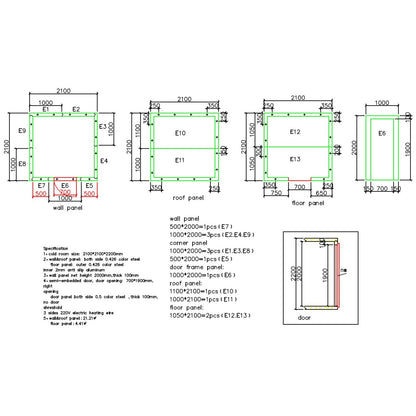 Cold Room / Freezer Room Panels 2100x2100x2200mm | CFRPANEL212122