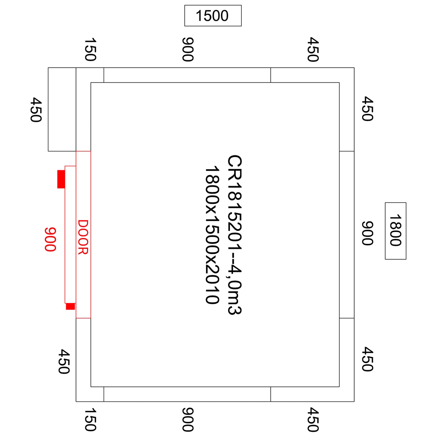 Freezer room with Freezing unit 1800x1500x2010mm Volume 4.1m3 | FR1815201