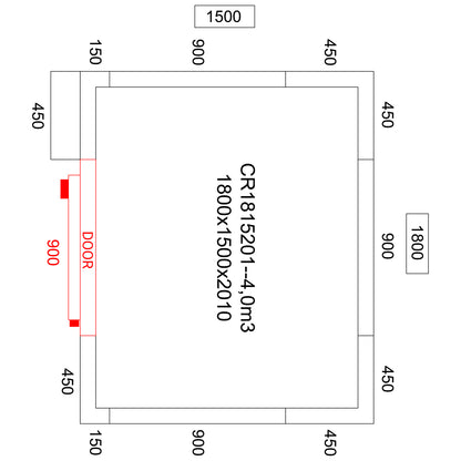 Freezer room with Freezing unit 1800x1500x2010mm Volume 4.1m3 | FR1815201