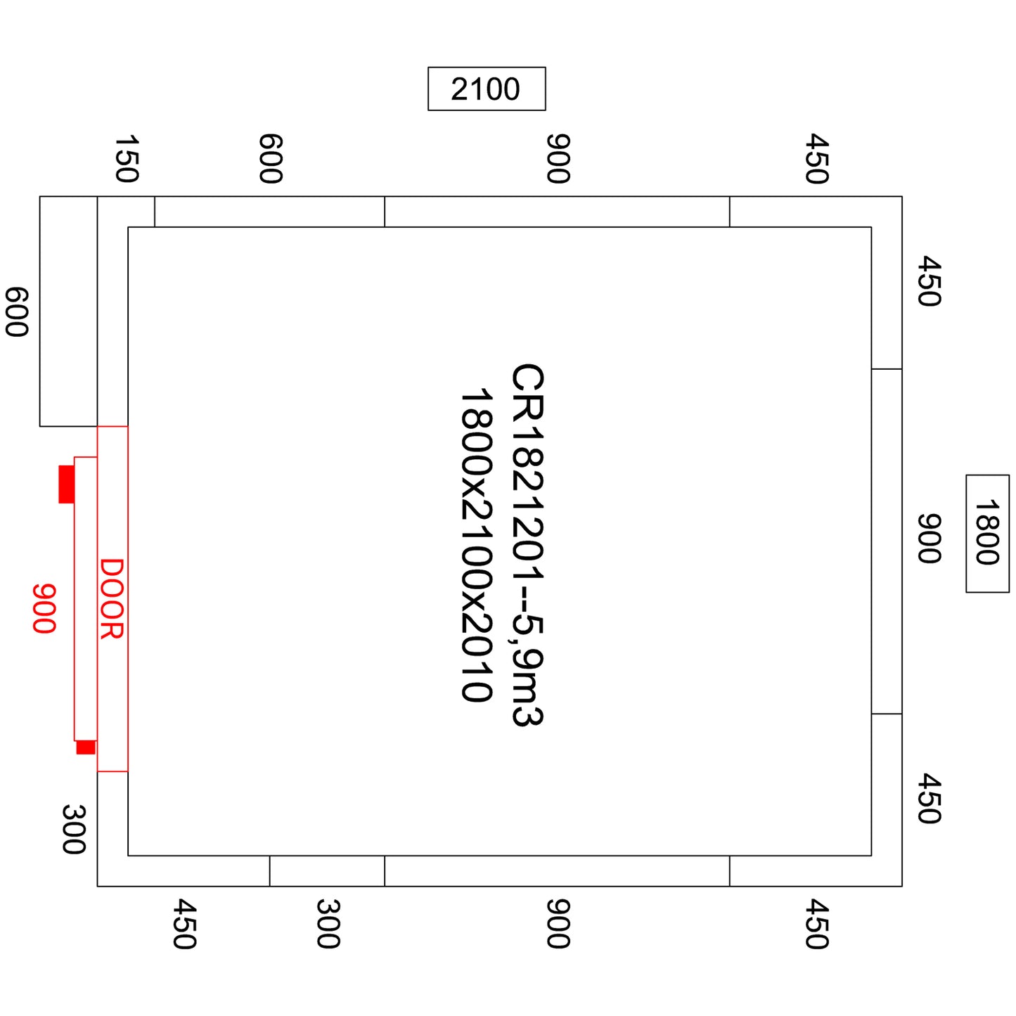Freezer room with Freezing unit 1800x2100x2010mm Volume 5.9m3 | FR1821201