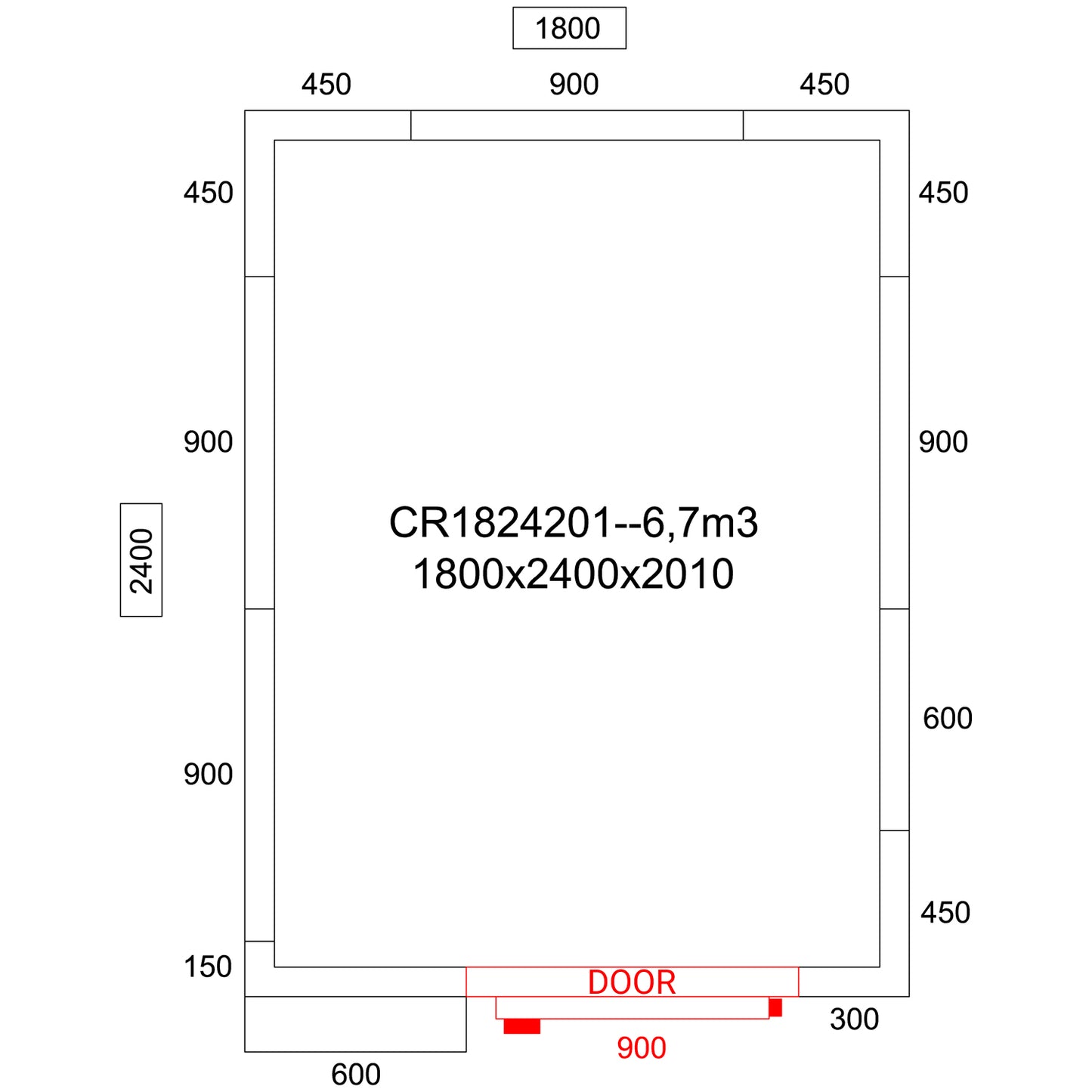 Freezer room with Freezing unit 1800x2400x2010mm Volume 6.8m3 | FR1824201