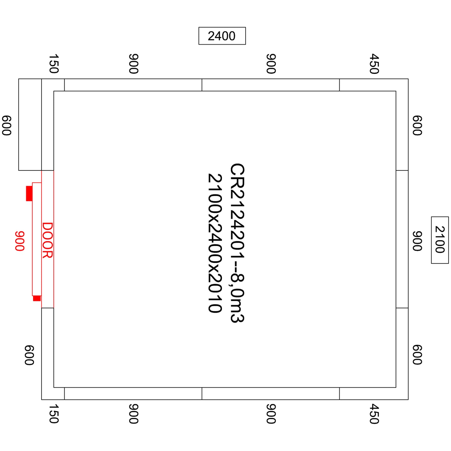 Freezer room with Freezing unit 2100x2400x2010mm Volume 8.0m3 | FR2124201