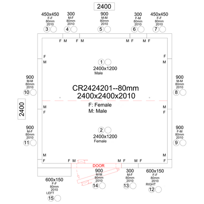 Freezer room with Freezing unit 2400x2400x2010mm Volume 9.0m3 | FR2424201
