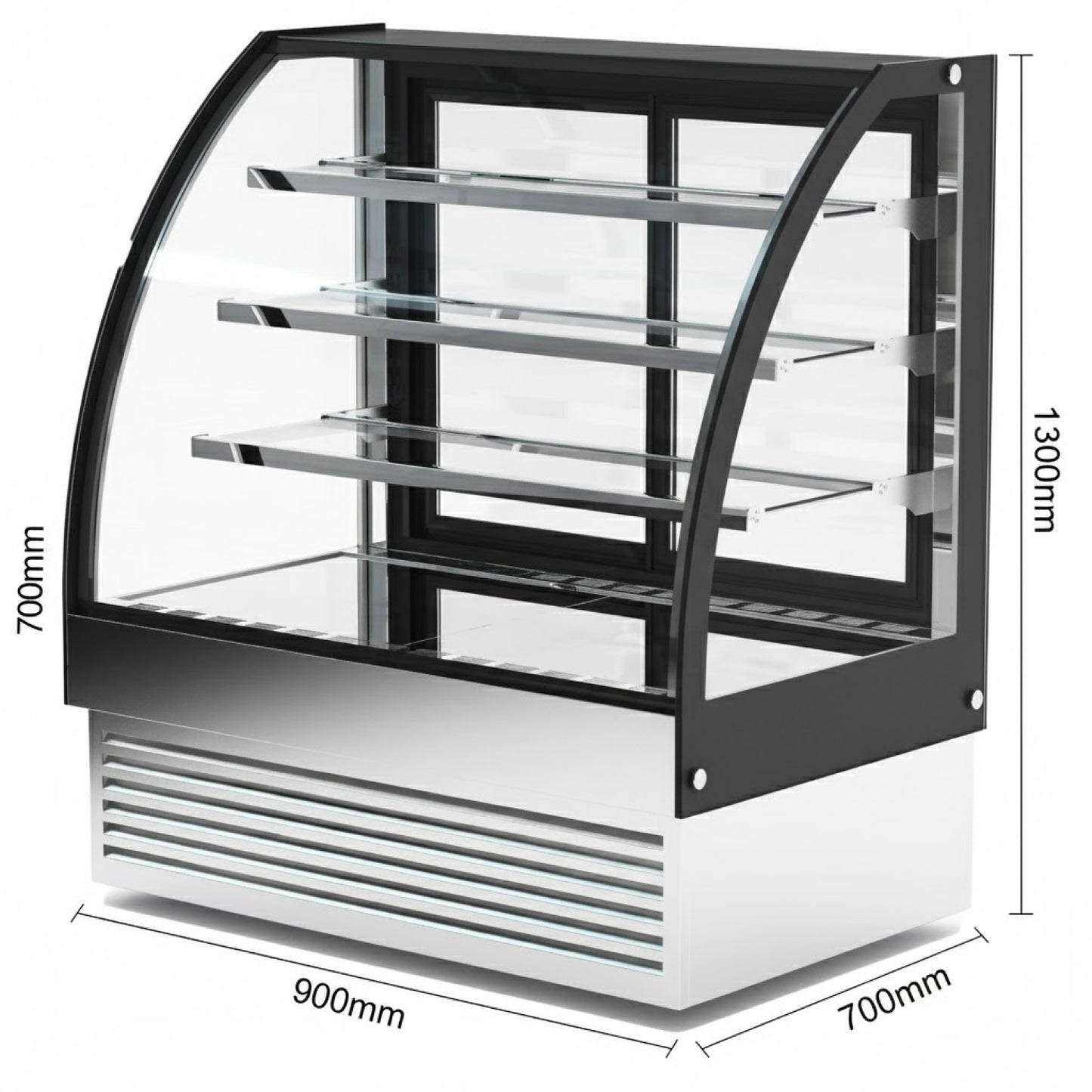 Display Merchandiser Fridge Curved Front 290 litres 3 shelves Black &amp; Stainless steel | HL900S3