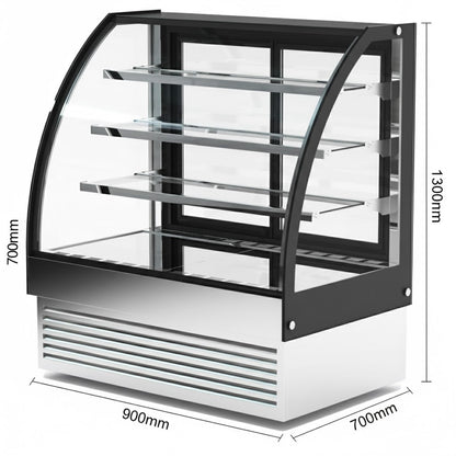 Display Merchandiser Fridge Curved Front 290 litres 3 shelves Black &amp; Stainless steel | HL900S3