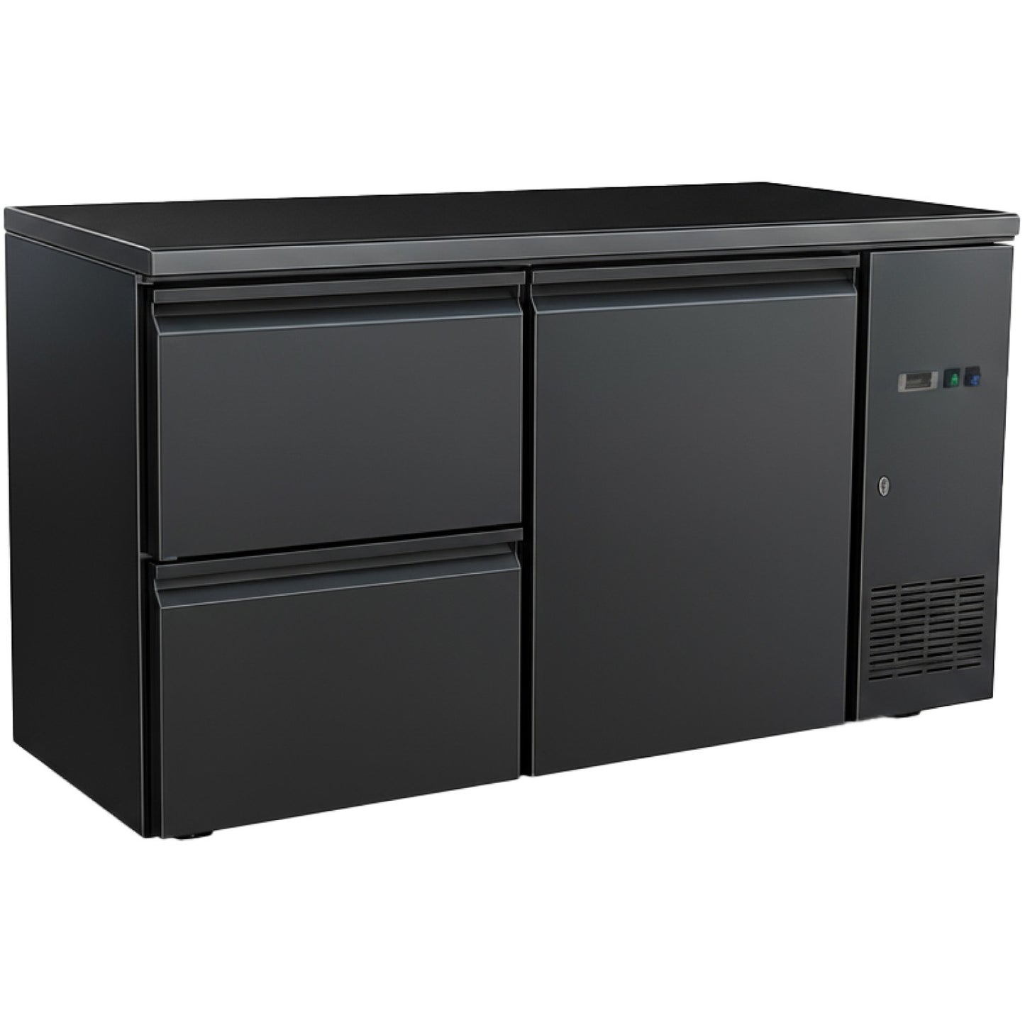 1 Door &amp; 2 Drawer Back Bar Fridge Premium Quality 1462×515×860mm Black Finish | JTA404