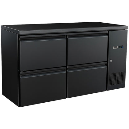 4 Drawer Back Bar Fridge Premium Quality 1462×515×860mm Black Finish | JTA406