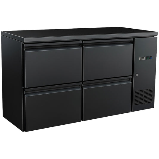 4 Drawer Back Bar Fridge Premium Quality 1462×515×860mm Black Finish | JTA406
