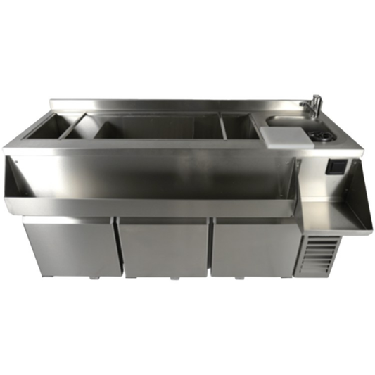 Commercial Stainless Steel Cocktail Bar Station 317L 3 Doors 1795×718×955mm