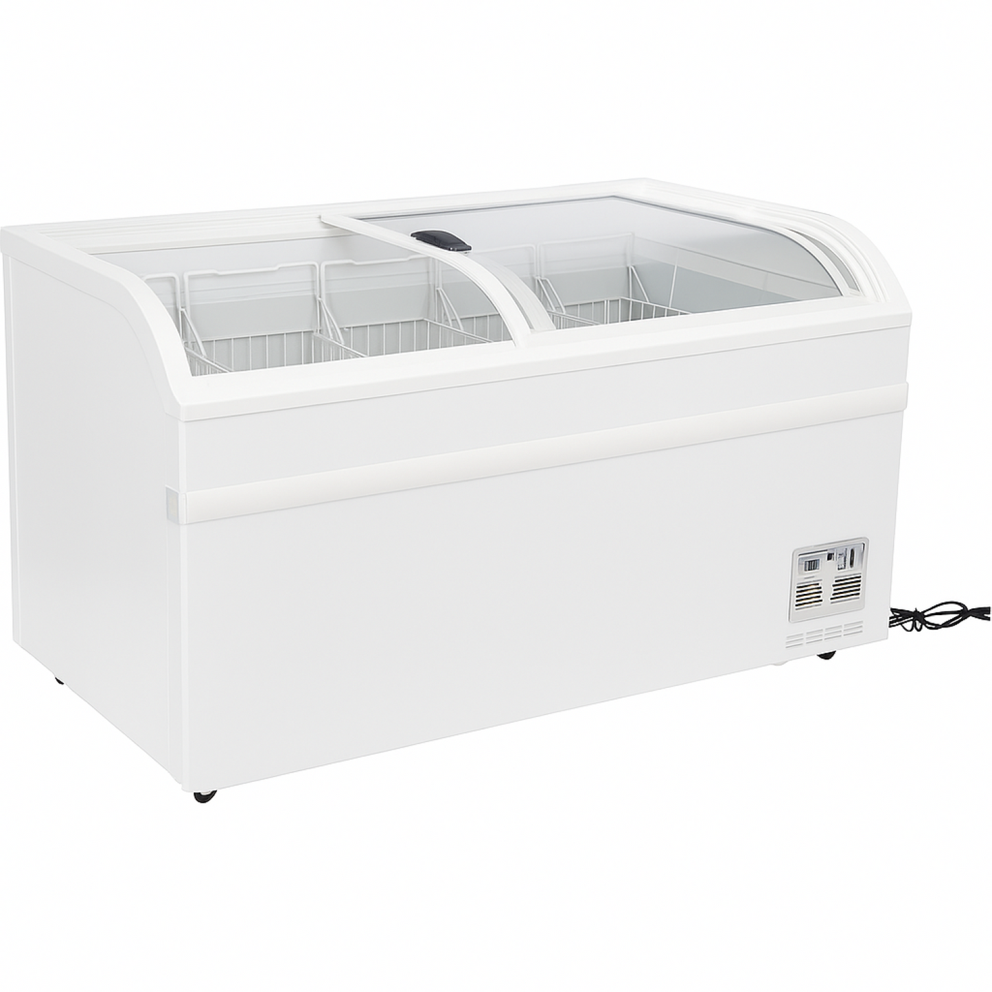 Commercial Horizontal Display Freezer with Shelves 550 Litres 2 Glass Doors 1500x850x850mm Ventilated Cooling Automatic Defrost | KOBE218