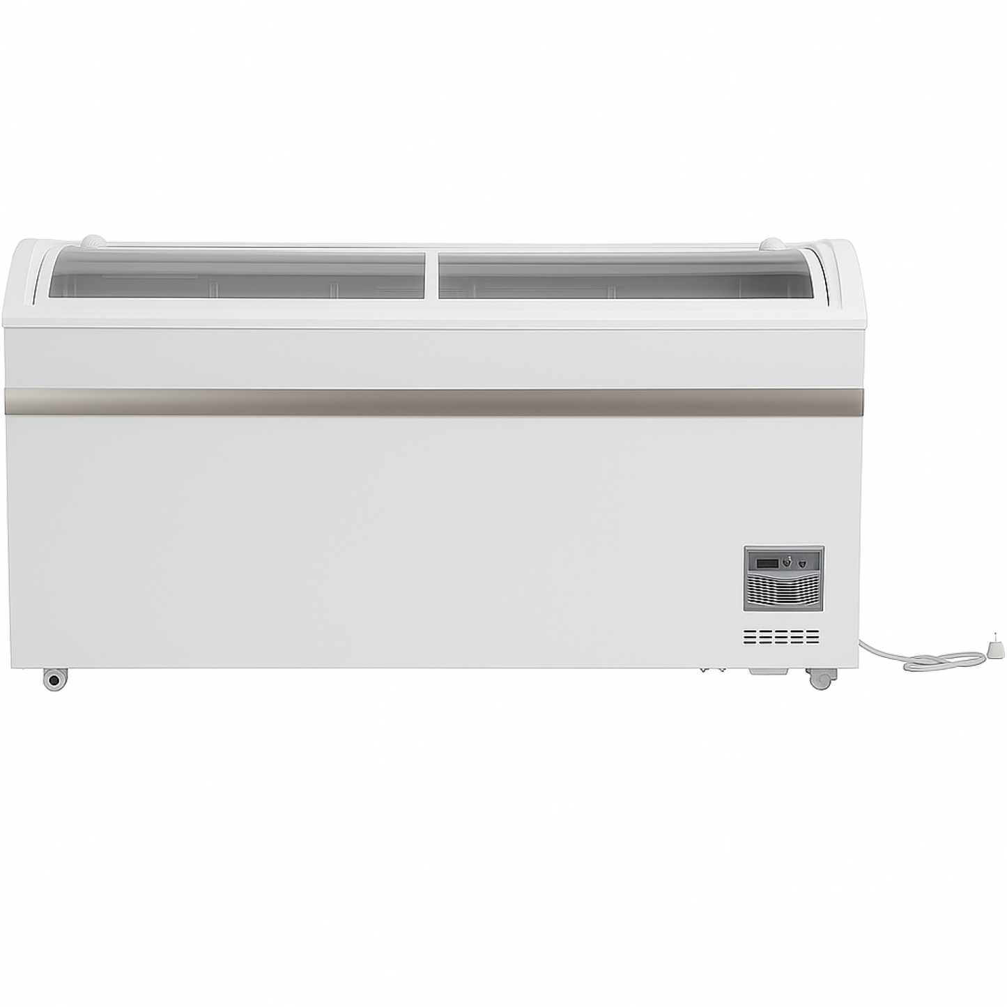 Commercial Horizontal Display Freezer with Shelves 550 Litres 2 Glass Doors 1500x850x850mm Ventilated Cooling Automatic Defrost | KOBE218