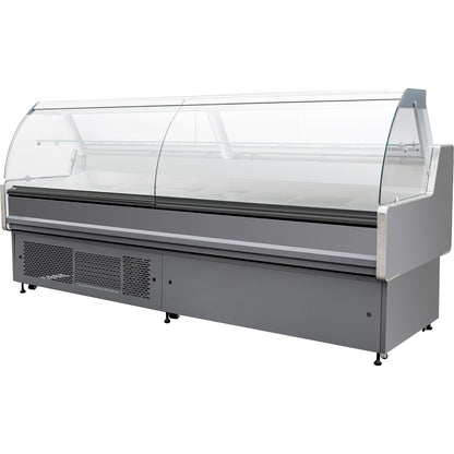 Serve Over Deli Counter Curved Glass Front 2500x850x1200mm | BLUEL414