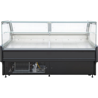 Serve over Deli counter Black front Straight glass front Width 2580mm | BLUEL110