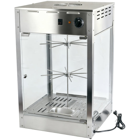 Commercial Churro/Pretzel Warmer Stainless Steel Rotating Rack Inside Lamp Adjustable Thermostat Width for 14” Snacks | PZ0214