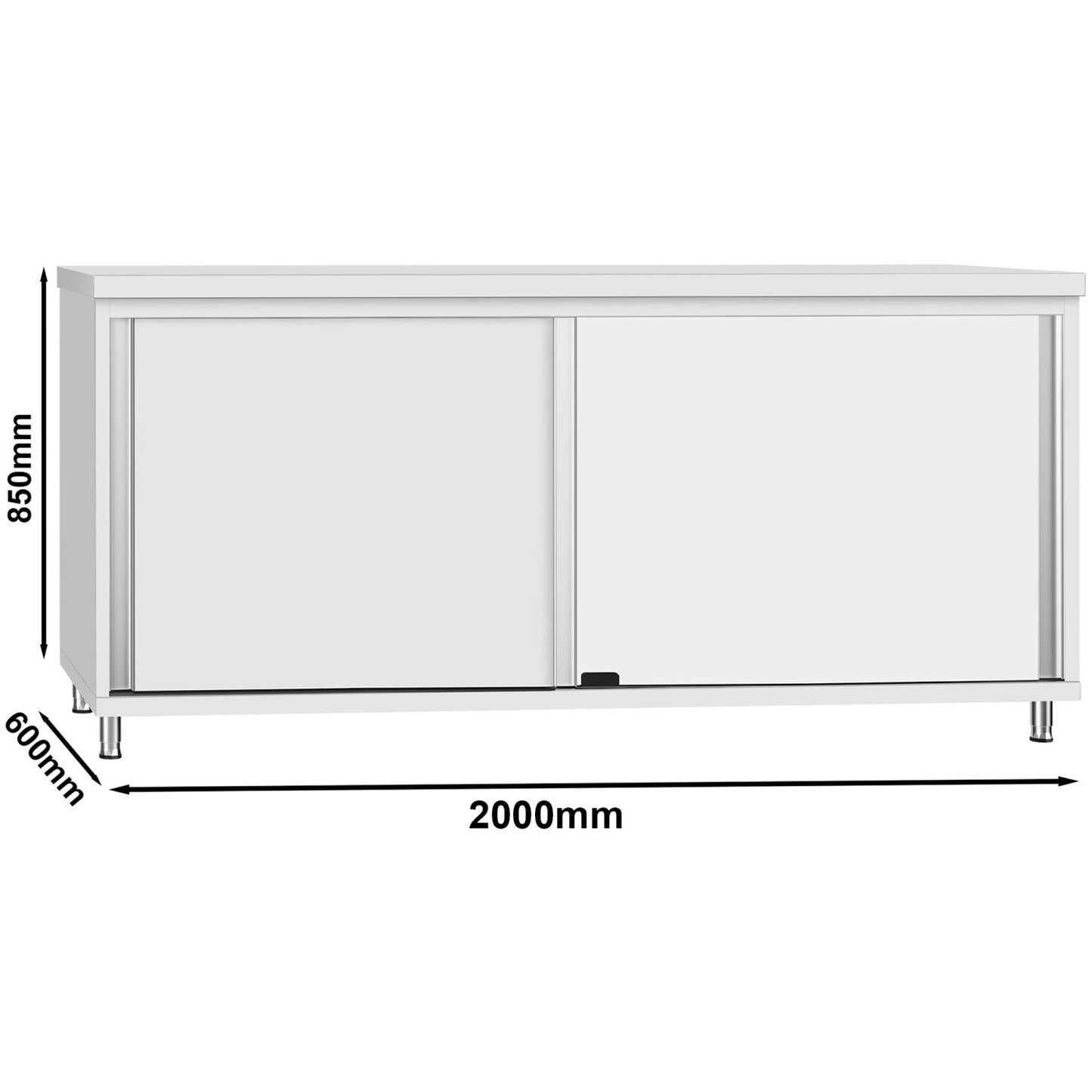Commercial Stainless Steel Sliding Door Work Table Cabinet 2000x600x850mm | QNH320