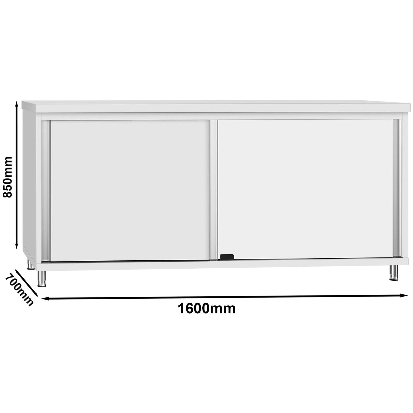 Commercial Stainless Steel Sliding Door Work Table Cabinet 1600x700x850mm | QNH330