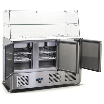 Commercial Saladette Fridge Glass top 3 doors | THS903VG