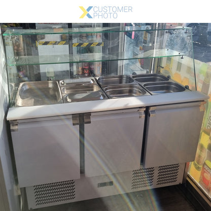 Commercial Saladette Fridge Glass top 3 doors | THS903VG