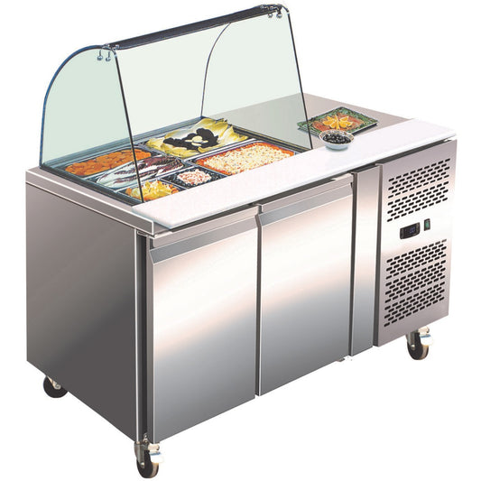 Saladette Prep Counter Glass top 1360x700x1365mm 2 doors | SAL21