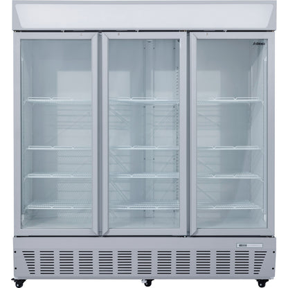 Commercial Display Refrigerator Upright 1580 litres Triple Hinged glass door LED canopy Grey | SCC1727