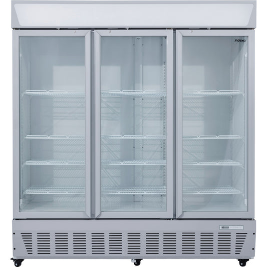 Commercial Display Refrigerator Upright 1580 litres Triple Hinged glass door LED canopy Grey | SCC1727