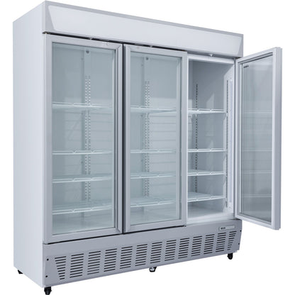 Commercial Display Refrigerator Upright 1580 litres Triple Hinged glass door LED canopy Grey | SCC1727