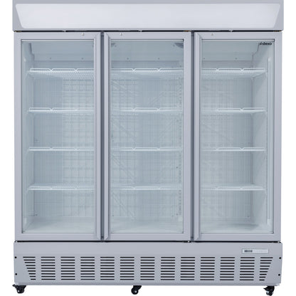 Commercial Display Freezer Upright 1500 litres Triple Hinged glass door LED canopy Grey | SDC1500