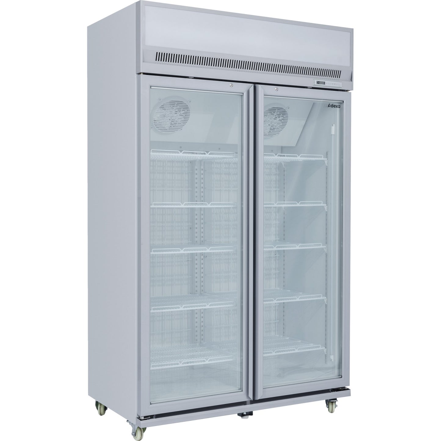 Commercial Display Freezer Upright 1000 litres Double Hinged glass door LED canopy Grey | SDM1000