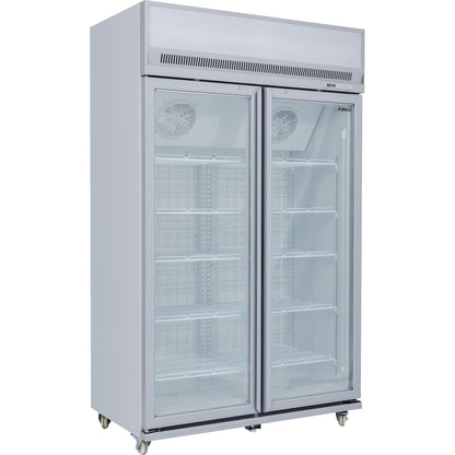 Commercial Display Freezer Upright 1000 litres Double Hinged glass door LED canopy Grey | SDM1000