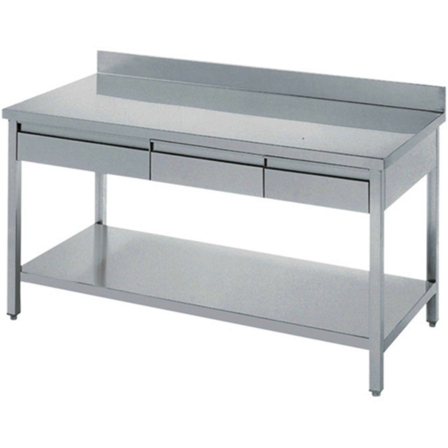 Professional Work table 3 drawers Stainless steel Bottom shelf Upstand 1600x600x900mm | THATS166A3D