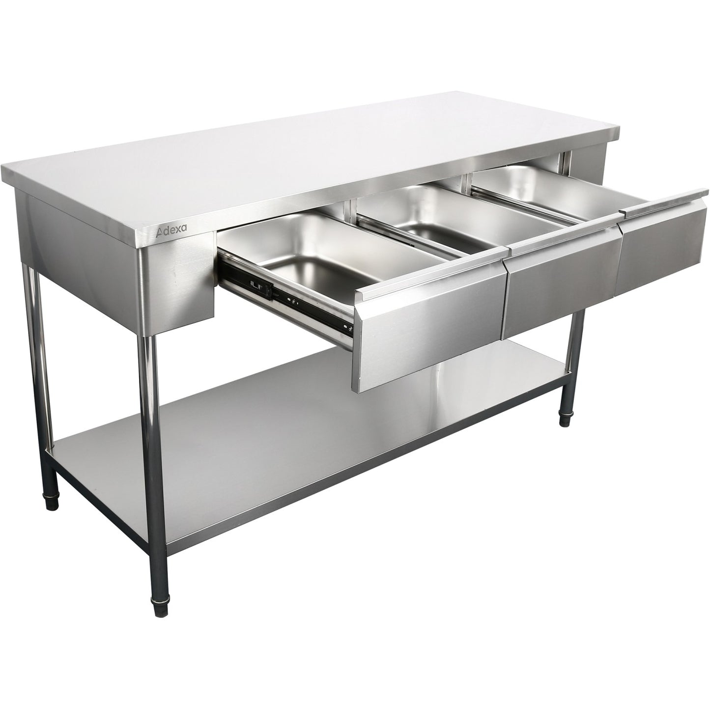 Premium Commercial Work table with 3 drawers Stainless steel Bottom shelf 1800x600x900mm | W218180603D