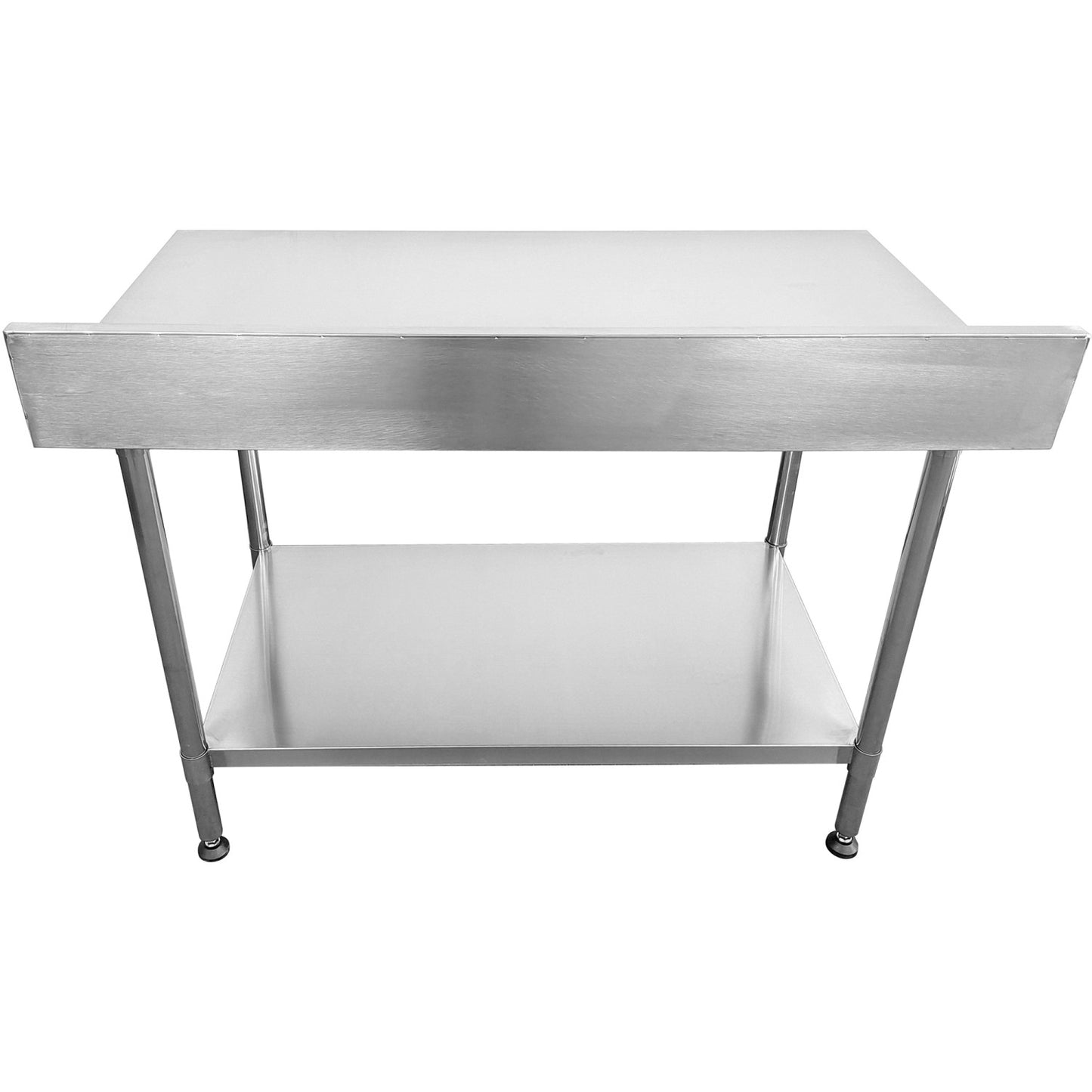 Commercial Mobile Work table with Adjustable feet Stainless steel Bottom shelf Rear upstand 600x600xx850/930mm | WT6060C