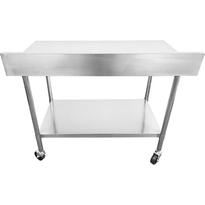 Commercial Mobile Work table with Adjustable feet Stainless steel Bottom shelf Rear upstand 600x600xx850/930mm | WT6060C