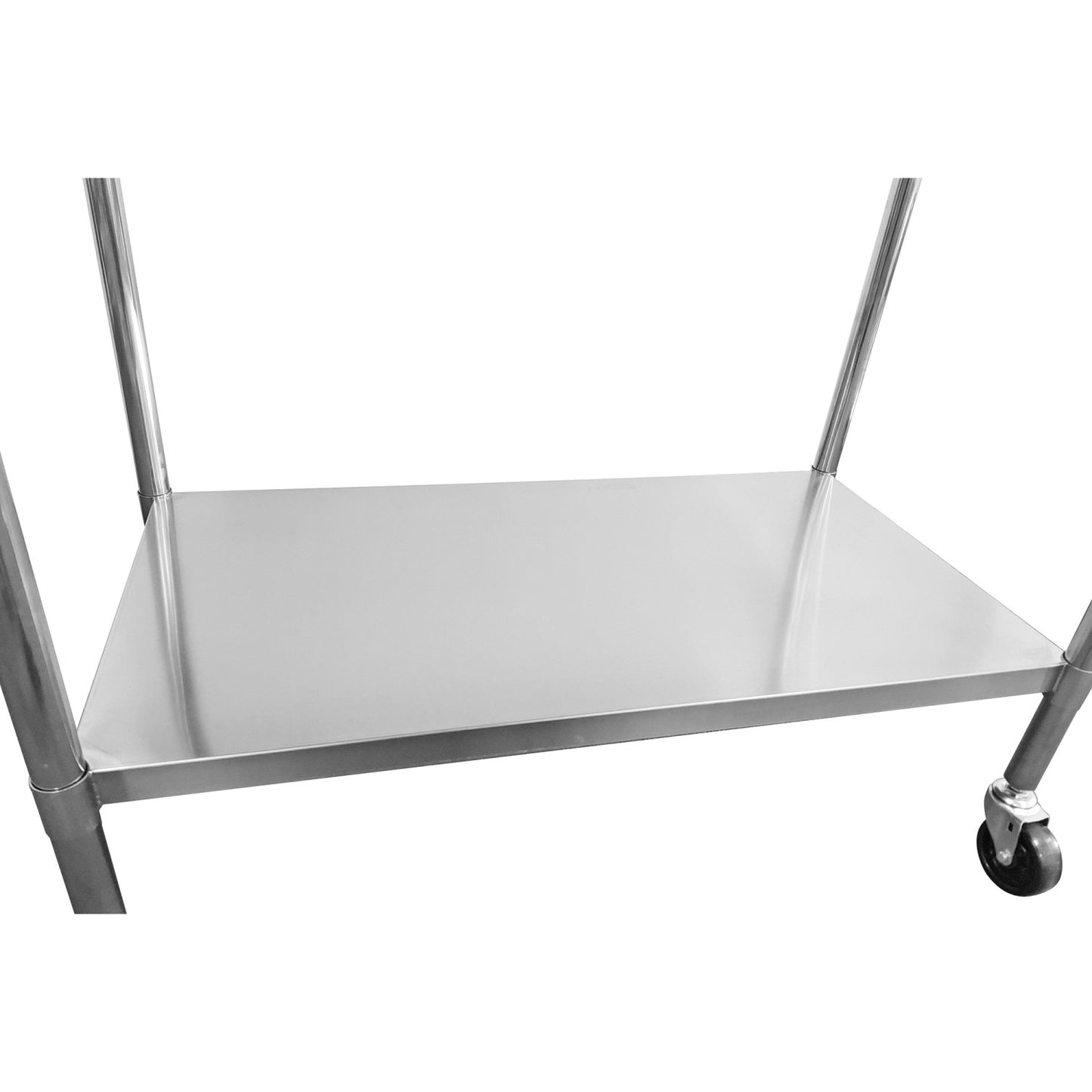 Commercial Mobile Work table with Adjustable feet Stainless steel Bottom shelf Rear upstand 600x600xx850/930mm | WT6060C