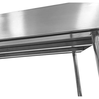Commercial Mobile Work table with Adjustable feet Stainless steel Bottom shelf Rear upstand 600x600xx850/930mm | WT6060C