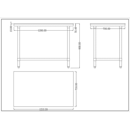 Chopping Board Table Stainless 1200x700x900mm | WTC701202G