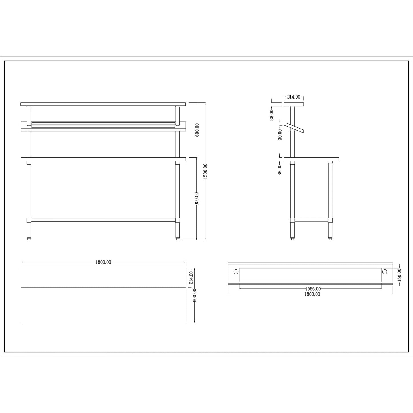 Stainless Steel Prep table 14 x GN1/9 &amp; Top shelf &amp; Undershelf | WTG60180