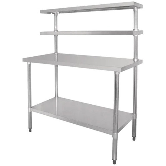 Stainless Steel Prep table 1800mm Width 2 x Top Shelf &amp; 1 x Undershelf | WTS60180