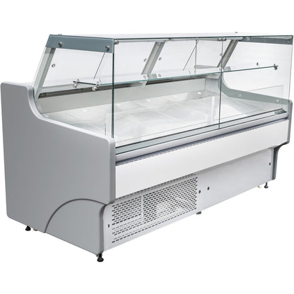 Serve over Deli counter White front Straight glass front Width 1955mm | BLUEL132