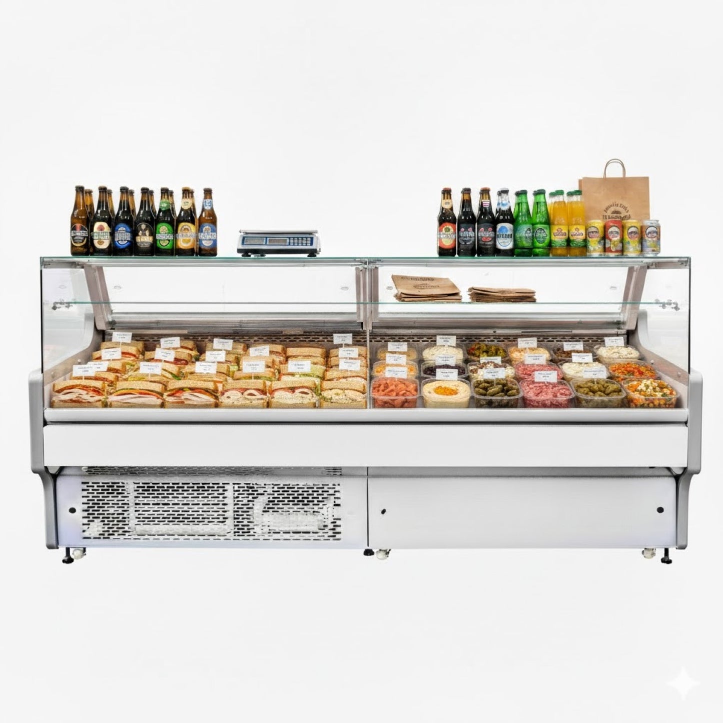 Serve over Deli counter White front Straight glass front Width 1955mm | BLUEL132